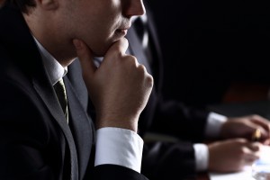 business team in meeting on dark background